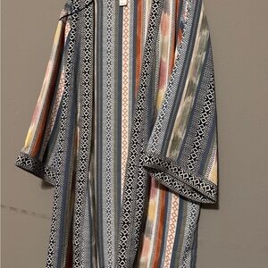 Christopher & Banks Striped Multicolor Knit Tunic - Navy, Rust, Yellow, Cream